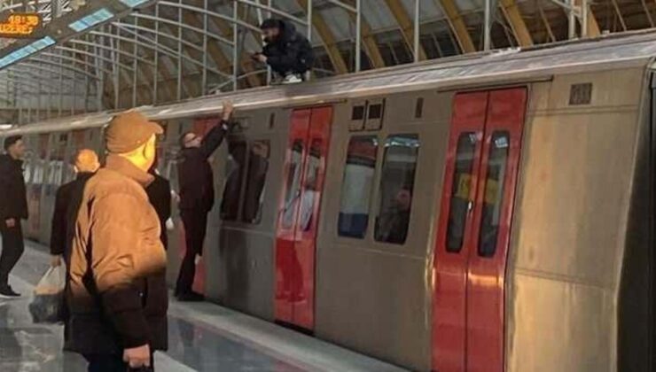 Ankara’da bir genç metronun üzerine çıktı: Seferler durdu