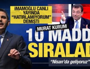 Murat Kurum paylaştı: İmamoğlu’nun 2019’da verdiği fakat tutmadığı 10 vaadi