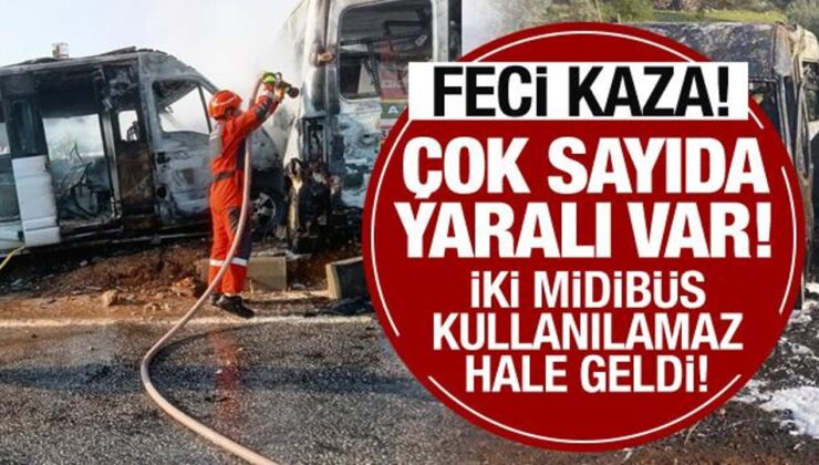 Milas’ta iki minibüs çarpıştı: 4’ü ağır 14 yaralı!