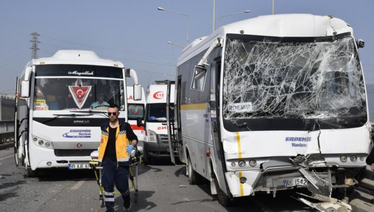 Manisa’da iki servis midibüsü ile otobüsün çarpıştı: 35 kişi yaralandı