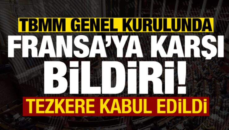 TBMM’de Fransa’ya karşı bildiri! Tezkere kabul edildi…