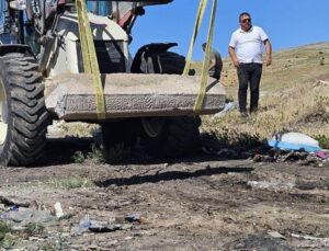 Çankırı’da hafriyat döküm sahasında beton blok bulundu