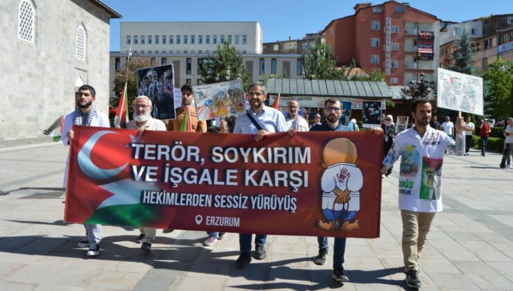 Erzurum’da sağlık çalışanları, Gazze için ‘sessiz yürüyüş’ yaptı