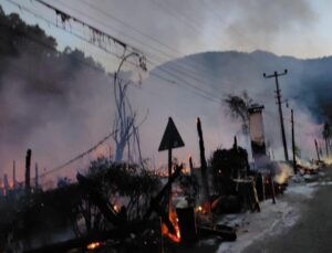 Olimpos’taki ünlü ağaç evleri ikinci kez tamamen yandı