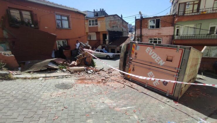 Şişli’de facianın eşiğinden dönüldü! Balkonu yıktı sonra yan yattı!