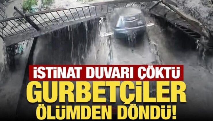 Trabzon’da istinat duvarı çöktü: 2 gurbetçi dakikalarla kurtuldu!