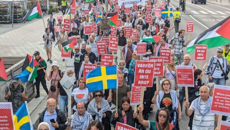 ABD'nin Stockholm Büyükelçiliği önünde Filistin'e destek gösterisi düzenlendi | Dış Haberler