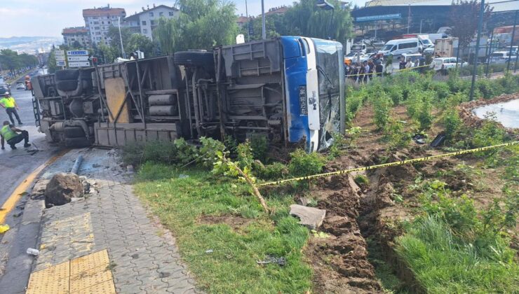 Ankara’da belediye otobüsü devrildi: 5 yaralı