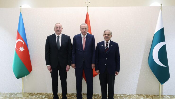 Cumhurbaşkanı Erdoğan, Aliyev ve Şerif ile üçlü toplantı yaptı