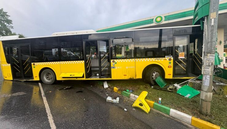 İETT otobüsü 3 araca çarpıp akaryakıt istasyonuna daldı: 1’i ağır 3 yaralı