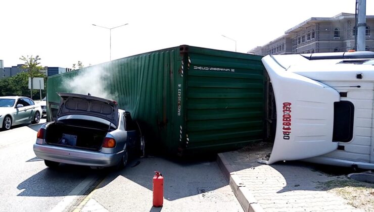 İnegöl’de TIR, otomobilin üzerine devrildi: Biri çocuk iki yaralı var!