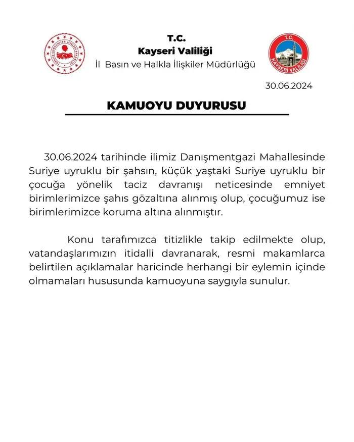 Kayseri'de 5 yaşındaki çocuğa taciz iddiası sonrası provokasyon! Ev ve işyerleri yakılıyor